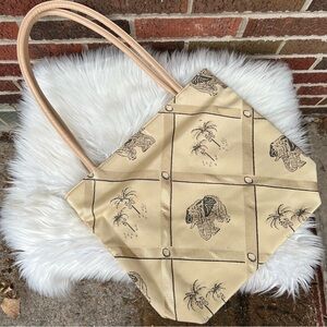 Cream and Black Safari Print Shoulder Purse Bag